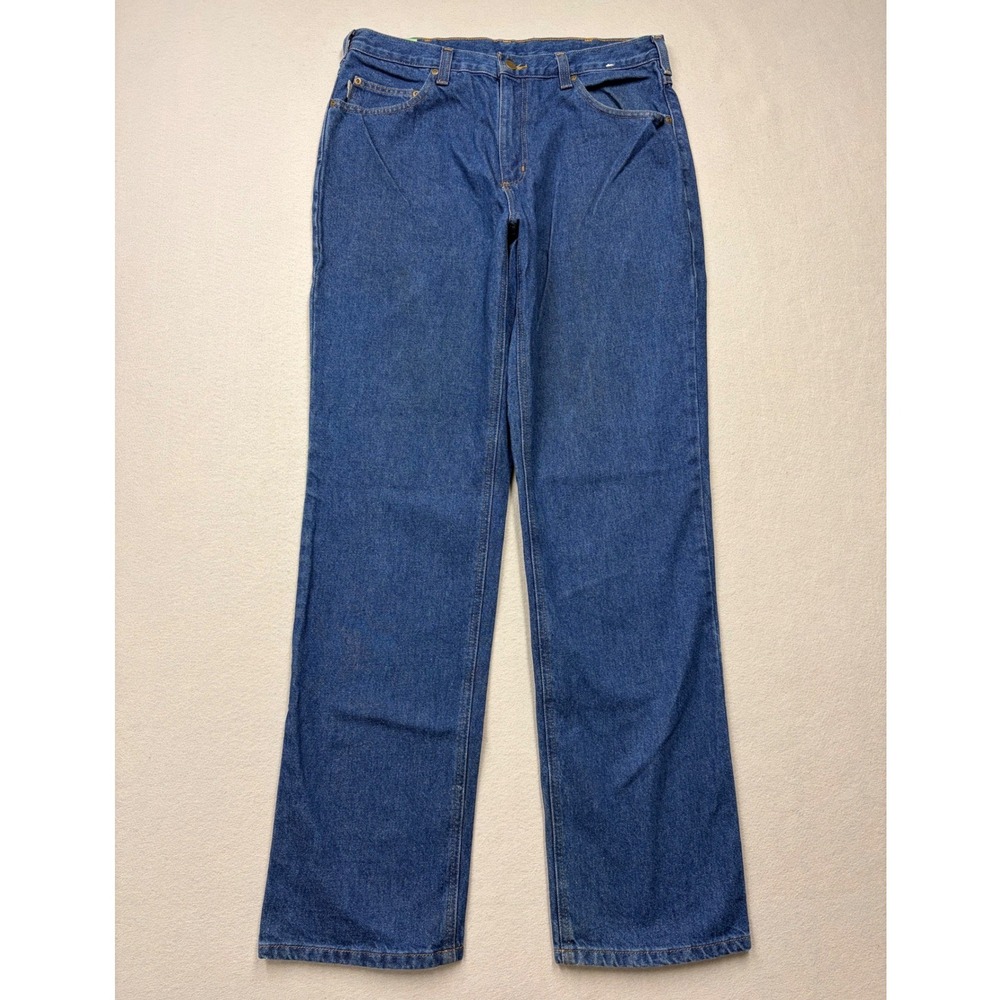 Carhartt Jeans Mens 34x34 Blue Relaxed Fit Straight Leg Denim Workwear Pants